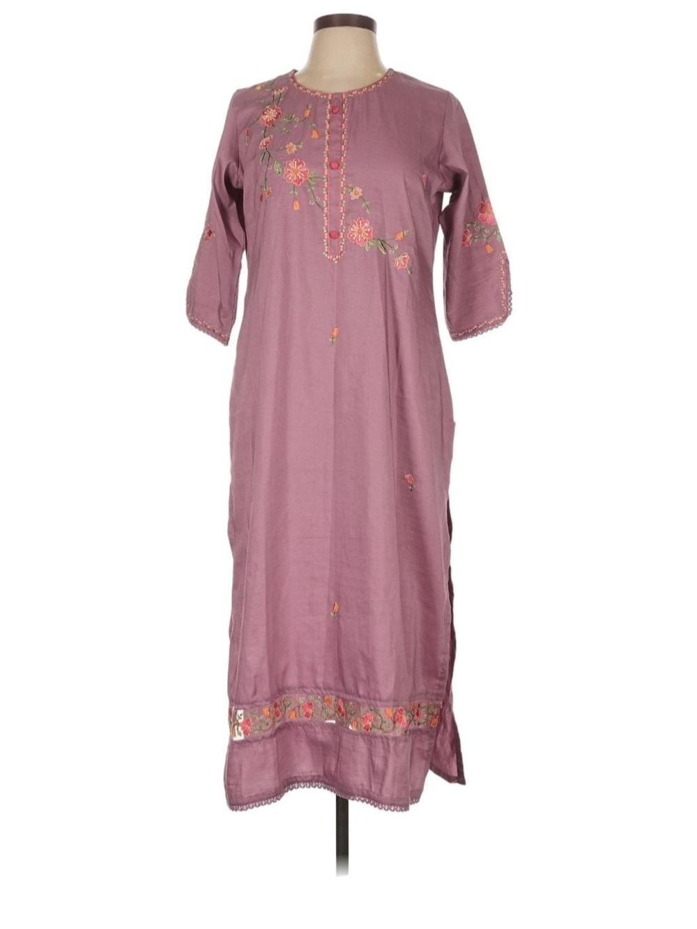 Embroidered Mauve Women's Long Dress